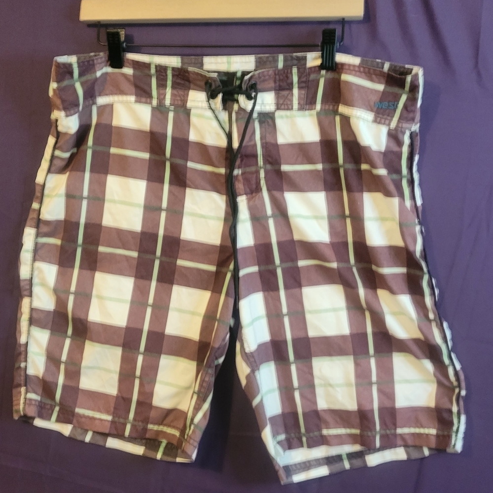 Wesc Plaid Board Shorts for Men. Size L